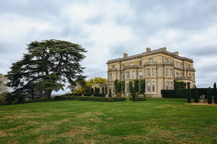 Hedsor House and a cedar tree overlooking its sweeping lawn