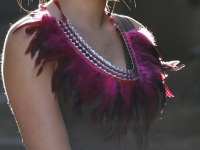 Collier col "Oiseau de Nuit" fuchsia