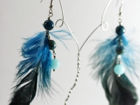 Boucles d'oreille "Oiseau de nuit" turquoise